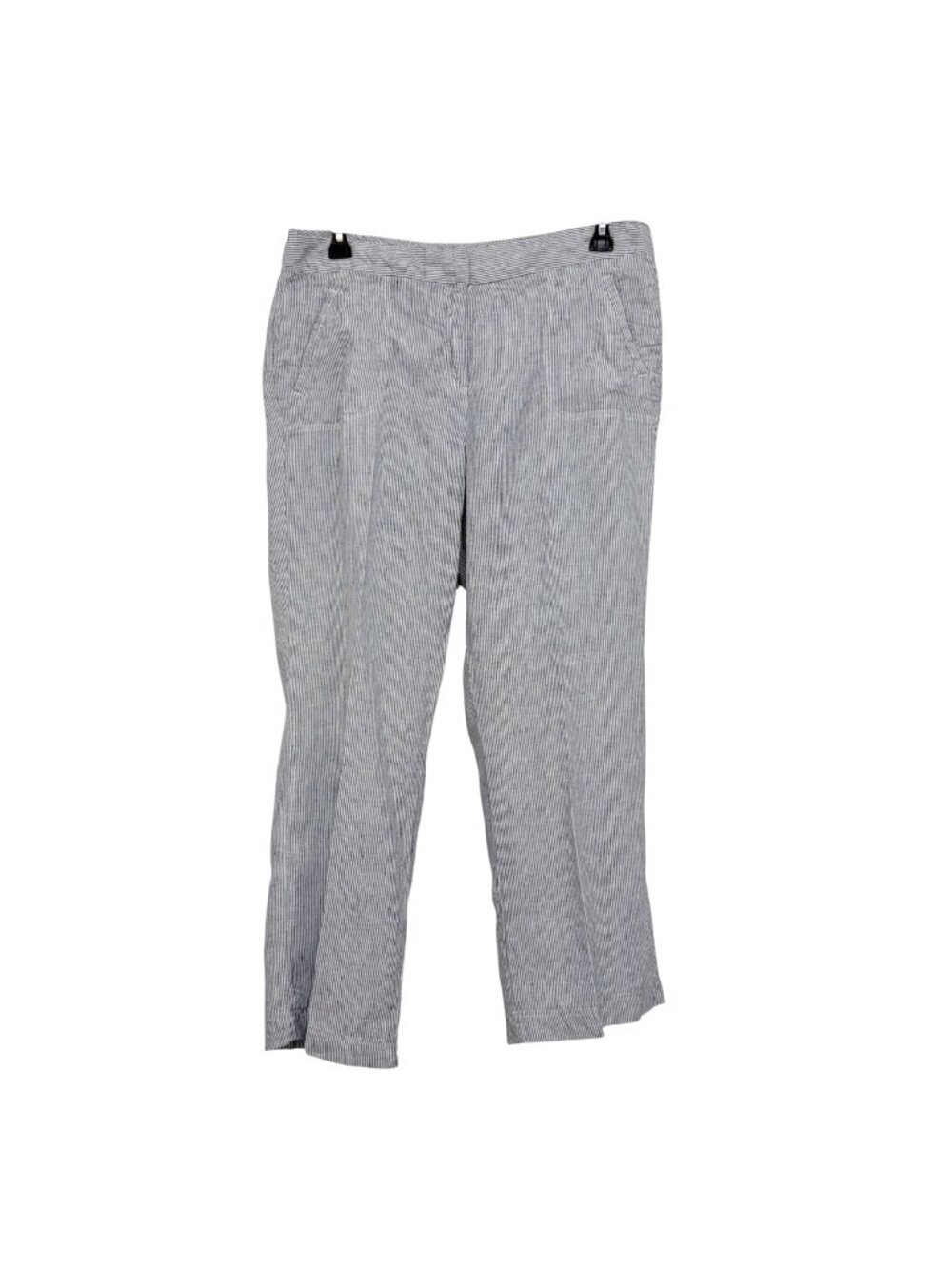 Chicos Blue & White Pinstripe Linen Pants Womens SZ 2.5 Lightweight Straight-Leg